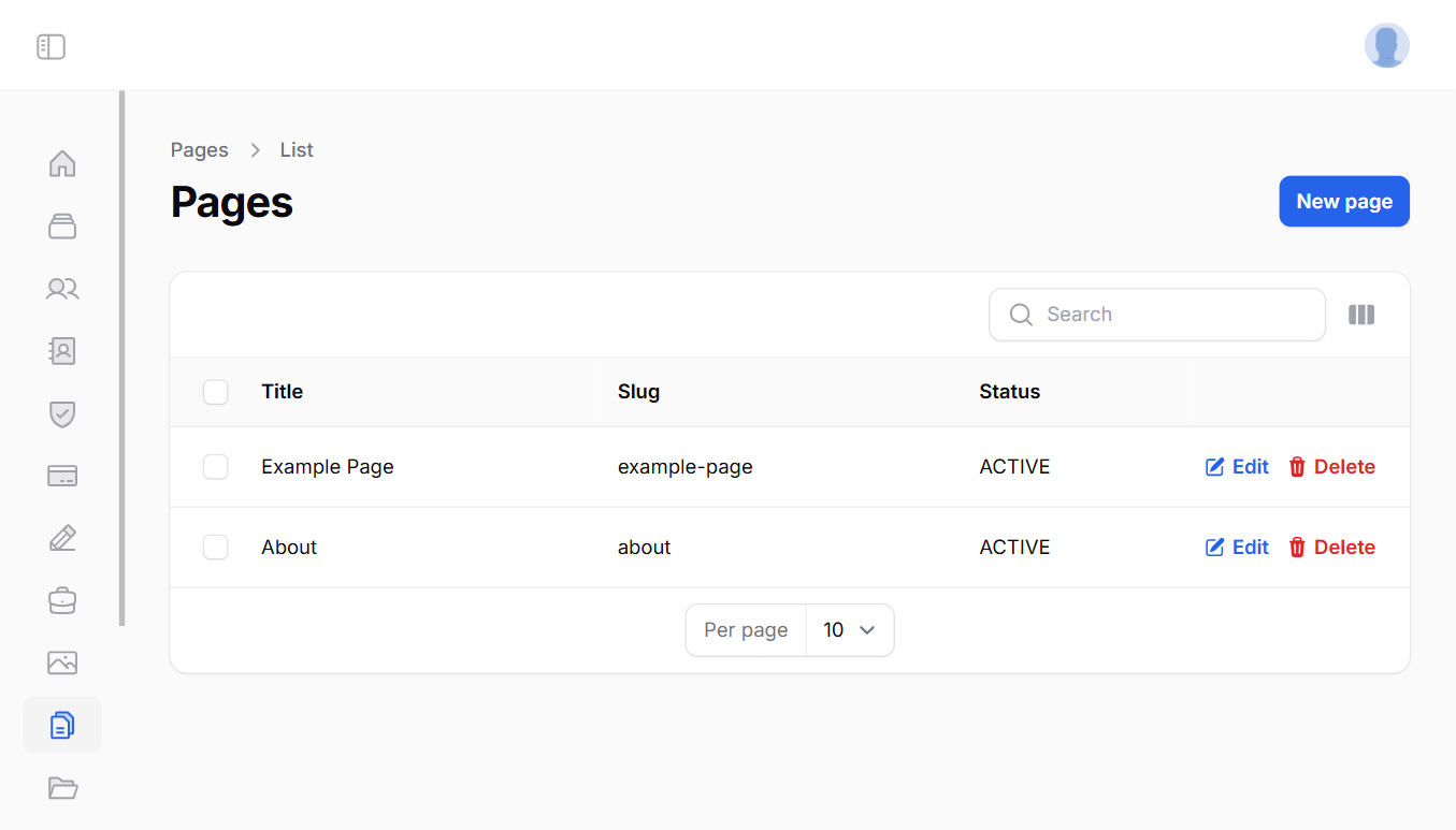 Pages List