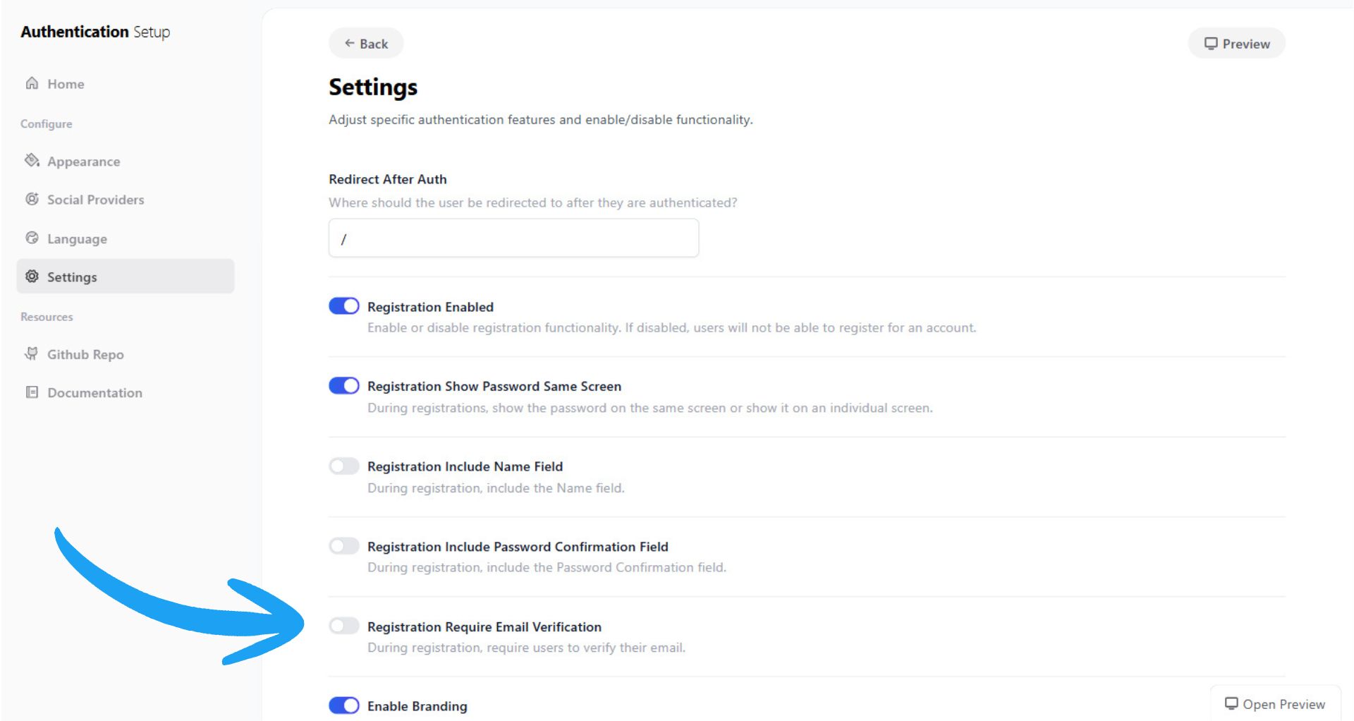 Enable Email Verification